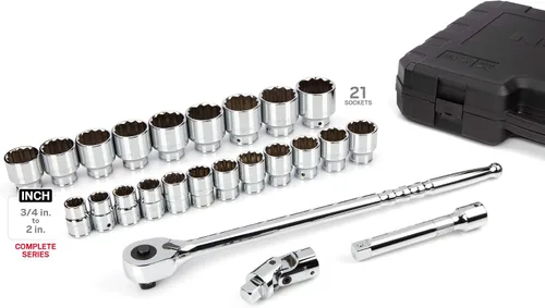 Miniatura 3 de TEKTON Juego de llaves de vaso y trinquete de 12 puntos poco profundos de 3/4 pulgadas con estuche, 24 piezas (3/4 - 2 pulgadas) SKT35105