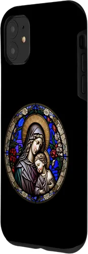 Miniatura 2 de Funda para iPhone 11 Religious Blessed Virgin María y Jesús con diseño de vidrieras