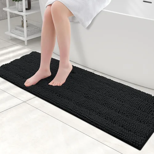 Miniatura 156 de Grandaily Alfombras de baño de felpilla a rayas de 24 x 16 pulgadas, extra gruesas y suaves, absorbentes, parte trasera de goma, alfombra de ducha