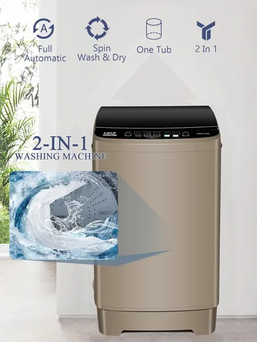 Miniatura 5 de Krib Bling Lavadora completamente automática de 17.7 libras con bomba de drenaje, lavadora compacta, programa de 10 lavados y 8 niveles de agua