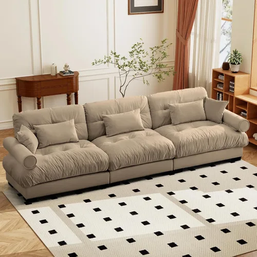 Miniatura 56 de SoarFlash Moderno sofá reclinable de terciopelo para sala de estar, sofá biplaza para apartamento, sofá de almacenamiento con marco de madera Azul