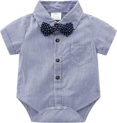 Miniatura 3 de Conjunto de pantalones cortos azules para bebé, trajes formales para bebés