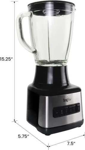 Miniatura 7 de Total Chef - Batidora de encimera de 6 velocidades con jarra de vidrio, 1.5 L/1.6 cuartos de galón, acero inoxidable y negro, 500 vatios, limpieza