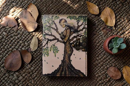 Miniatura 8 de Libro de sombras en blanco con cierre de cerradura, diario de cuero hecho a mano vintage con oración en relieve, brujería antigua, cuaderno Wiccan