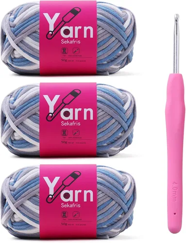 Miniatura 10 de Hilo de Crochet con Hilo de Algodón para Crochet – Hilos de Crochet Tejido para Principiantes con Puntadas Fáciles de Ver – Hilo para Crochet