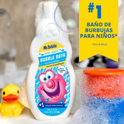 Miniatura 4 de Mr. Bubble Baño de burbujas extra suave, hipoalergénico, sin desgarros, solución de baño de burbujas perfecta para pieles sensibles