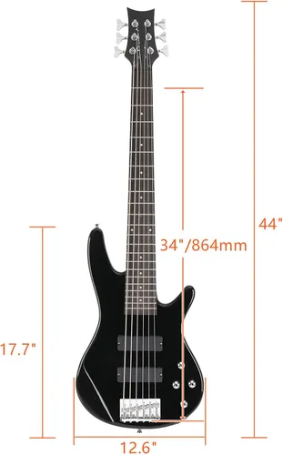 Miniatura 6 de Ktaxon Guitarra eléctrica de bajo de 6 cuerdas con cuello de arce secado al aire naturalmente, diapasón de palisandro y cuerpo de tilo