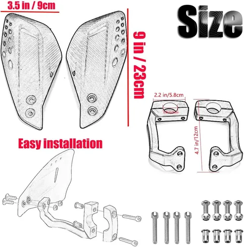 Miniatura 5 de Kucehiup Guardamanos de motocicleta 7/8" 0.866 in Universal Handguard Negro