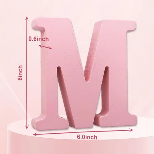 Miniatura 2 de AOCEAN Letras de madera rosa de 6 pulgadas sin terminar Letras de madera para pared MAGA Letras de madera decorativas de pie Tablero de letras