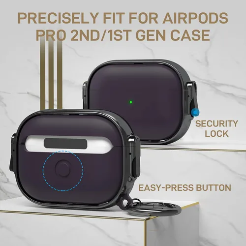 Miniatura 4 de Maxjoy Funda para AirPods Pro de 2ª/1ª generación con cerradura, bonita funda protectora rígida para AirPods Pro 2, funda protectora para AirPod Pro
