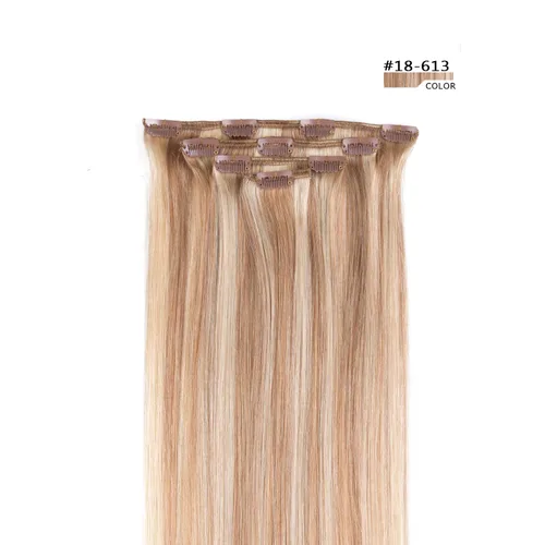 Miniatura 2 de Extensiones de cabello humano Remy de 12 pulgadas con clip para mujer, extensiones de cabello humano sedoso y liso, 1.76 onzas, 4 piezas