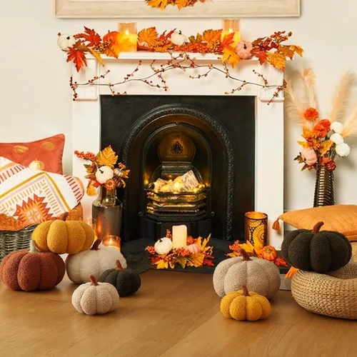 Miniatura 3 de YRXRUS Almohadas de calabaza de Acción de Gracias, almohadas con forma de calabaza marrón, decoración de habitación de otoño, pequeña y bonita