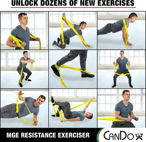 Miniatura 5 de CanDo Banda de resistencia de ejercicio de 6 pies con bucles de mano/pie para entrenamientos totales del cuerpo, entrenamiento, rehabilitación