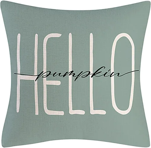 Miniatura 2 de Happy Fall - Funda de almohada decorativa de otoño para interiores y exteriores, funda de cojín de lino con calabaza azul acuarela para sofá, sala