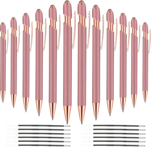 Miniatura 27 de 12 PCS Bolígrafos 2 en 1 con Punta Stylus, Bolígrafo de Metal con Tinta Negra de 1.0 mm, Stylus para Pantallas Táctiles (Oro Rosa y Azul Claro)