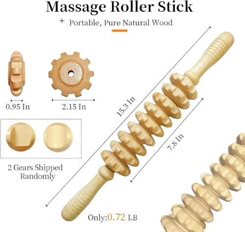 Miniatura 2 de Herramientas de masaje de terapia de madera, rodillo de masaje manual para esculpir el cuerpo, kit de maderoterapia, masajeador de celulitis