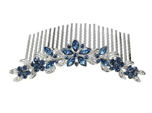 Miniatura 11 de Faship Hermoso peine de pelo floral de cristal de diamantes de imitación negro