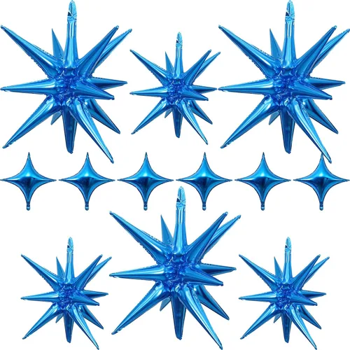 Miniatura 10 de Globos de estrella negra, 12 unidades, globos de explosión de estrella de aluminio de 27/22 pulgadas, globo de cono de Mylar de espiga grande