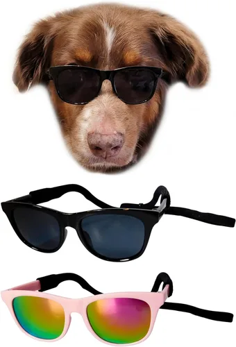 Miniatura 7 de G006 Disfraz para perro y mascota, estilo retro de los años 80, lentes de sol ajustables para razas medianas de 20 a 40 libras, para fiesta, Panto