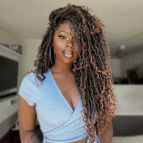 Miniatura 21 de Rastas sintéticas de cabello de ganchillo de 10 pulgadas, cabello de ganchillo Ombre Goddess Locs para mujer, trenzas de ganchillo suaves y rizadas