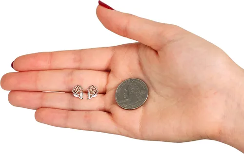 Miniatura 5 de Disney Pendientes de tuerca rosa de Bella y la Bestia Metal
