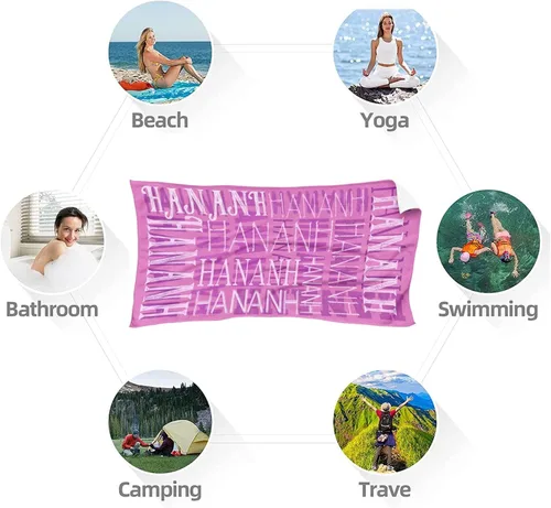 Miniatura 6 de Toalla de playa con nombre personalizado para adultos, niños, toalla de playa súper suave de secado rápido para niñas y niños, toalla de playa