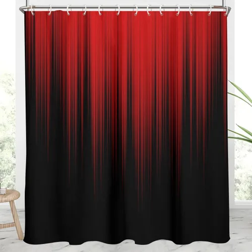Miniatura 33 de AAtter - Cortina de ducha negra y gris con arte abstracto ombre gótico gótico estético para hombres, extra larga XL grande, de tela para decoración