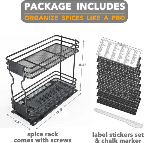 Miniatura 7 de SpaceAid estante organizador de especias para gabinete, organizador de condimentos deslizante y resistente para armarios de cocina, con 415