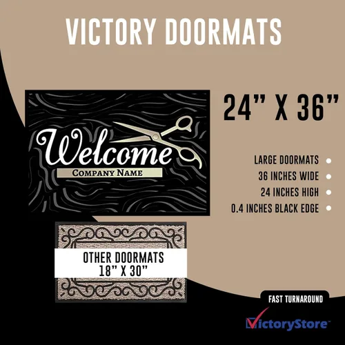 Miniatura 5 de VictoryStore Tapete de bienvenida personalizado para peluquería – Tapete de 24 x 36 pulgadas con logotipo – Alfombra de peluquería personalizada