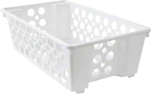 Cestas cortas deslizantes, paquete de 2, almacenamiento modular apilable y deslizante, grandes contenedores organizadores para despensa, armario,