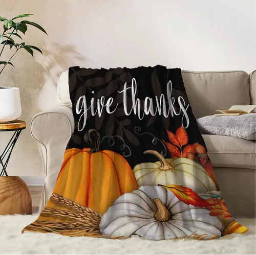 Miniatura 22 de YeeJu Manta decorativa de otoño, tamaño Queen, para Acción de Gracias, cosecha de otoño, lindas calabazas, para cama, sofá, grande, suave, Otoño-01