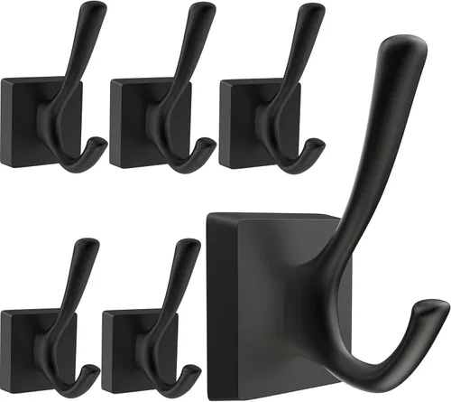 TOFIIGREM Ganchos de pared negros para abrigos, ganchos para vestíbulos de baño, ganchos para colgar ropa, bata, toalla, mochila, ganchos