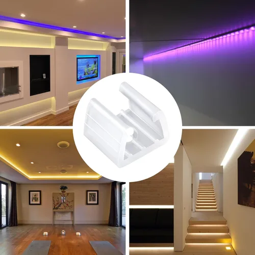 Miniatura 7 de Pndeyo Clips de tira de luz LED con tornillos, 100 piezas, clips de luz de cuerda para exteriores, clips de montaje de neón, soporte de abrazadera