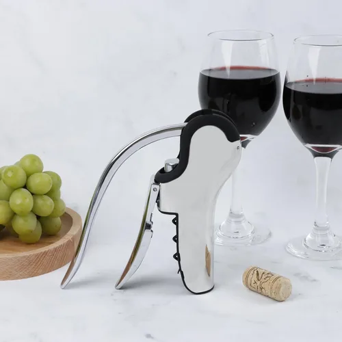 Miniatura 3 de KAYCROWN Abrebotellas de vino de acero inoxidable, sacacorchos de palanca vertical con diseño de cortador de lámina incorporado, sacacorchos de mano