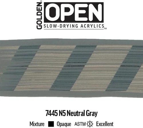 Miniatura 6 de GOLDEN OPEN Acrílicos de secado lento, gris neutro N5, tarro de 8 fl oz, pintura acrílica profesional, opaco