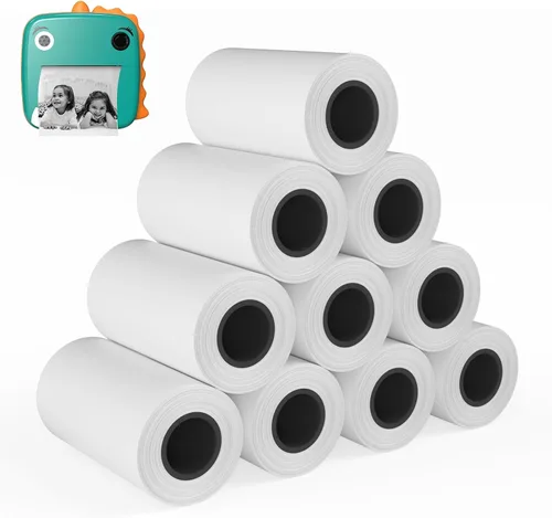 MFLABEL Recambio de papel para cámara instantánea para niños, 10 rollos (2.2 x 1.1 pulgadas), papel fotográfico térmico HD para niños, no tóxico,