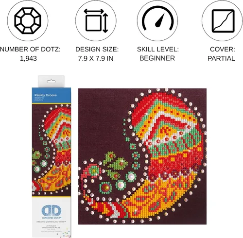Miniatura 2 de DIAMOND DOTZ Kits de pintura de diamantes con patrón de ranura de cachemira para adultos, kits de arte de diamantes, un kit de manualidades creativo