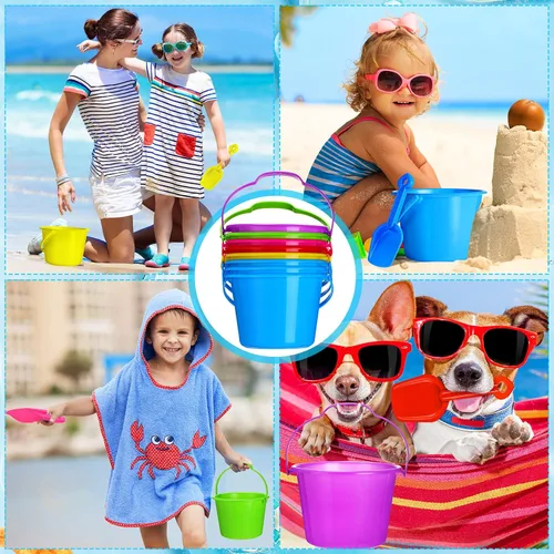 Miniatura 6 de Junkin 36 juegos de juguetes de arena de playa a granel, incluye pala de arena con cubo de 6.3 pulgadas, pala de playa, cubos de plástico y cubos