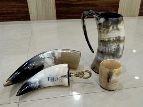 Taza medieval vikinga de cuerno para beber, abrebotellas, taza de whisky, cuerno de beber para alimentos seguros - vino - hidromiel - bebida fría -