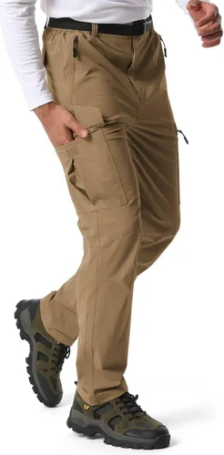 Miniatura 27 de Pantalones de senderismo para hombre, ligeros, transpirables, con 6 bolsillos, para verano, casual, de secado rápido, impermeables, pantalones