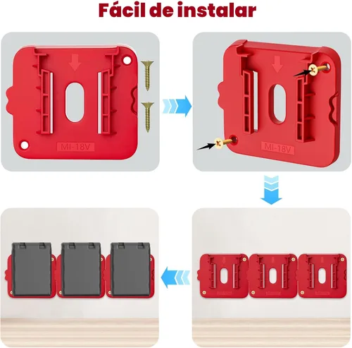 Miniatura 5 de Soporte de batería compatible con batería Milwaukee de 18 V, almacenamiento de baterías de montaje en pared para furgoneta de trabajo, estante, caja