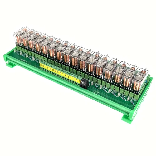 Miniatura 2 de Módulo de interfaz de relé de montaje en carril de 16 canales AC/DC 24V Relé de potencia enchufable PNP NPN SPDT 16A, G2R-1-E