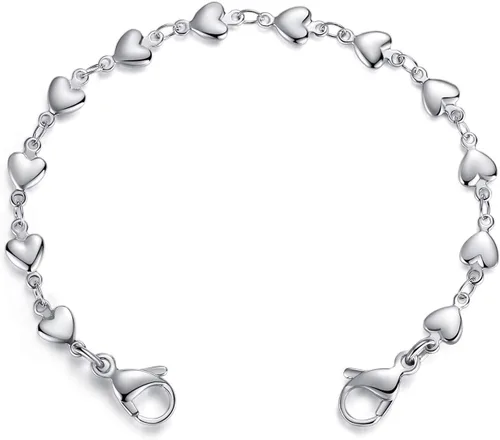 Miniatura 5 de LinnaLove Pulsera de alerta médica intercambiable de acero inoxidable con eslabones de corazón