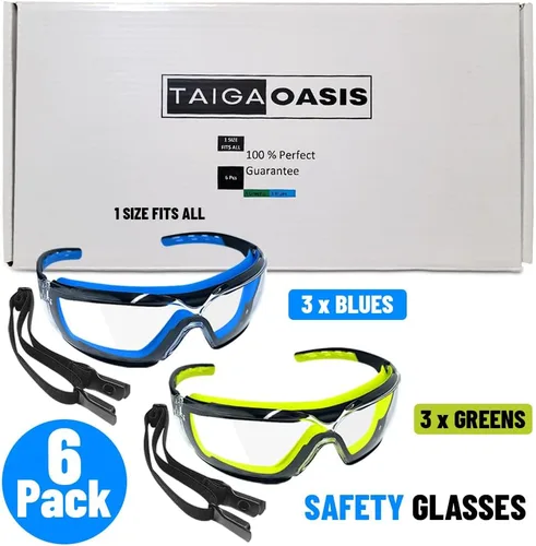 Miniatura 3 de Paquete de 6 lentes de seguridad para hombres y mujeres, lentes transparentes, certificación ANSI Z87.1 y CE, ajustables, resistentes a