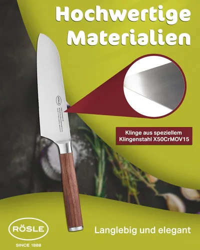 Miniatura 4 de Rösle Colección de cuchillos Masterclass, cuchillo Santoku, hoja de 8.6 pulgadas