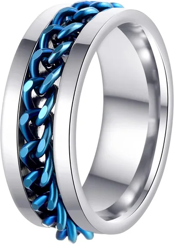 Miniatura 134 de Anillos giratorios para la ansiedad para hombre, anillos clásicos de cadena para mujeres y adultos, anillo de acero de titanio