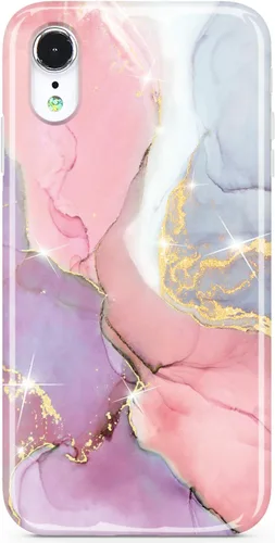 Miniatura 11 de Funda diseñada para iPhone XR, brillante, galvanizada, diseño de mármol amoroso, delgada, a prueba de golpes, TPU suave de goma de silicona, funda