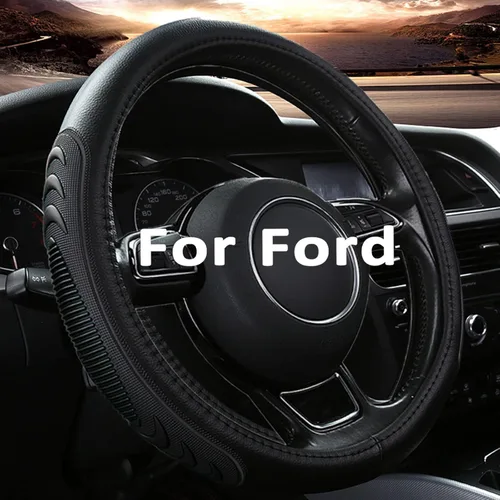 Yangday Funda de cuero para volante para Ford F150 F250 F350, 15.5-16 pulgadas Funda para volante de coche con partícula antideslizante de masaje