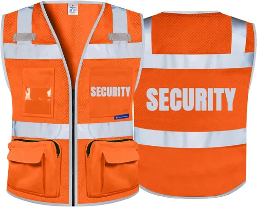Miniatura 30 de BeautyWill Chalecos de seguridad de alta visibilidad clase 2 con certificación ANSI Chaleco de trabajo de seguridad con cremallera frontal