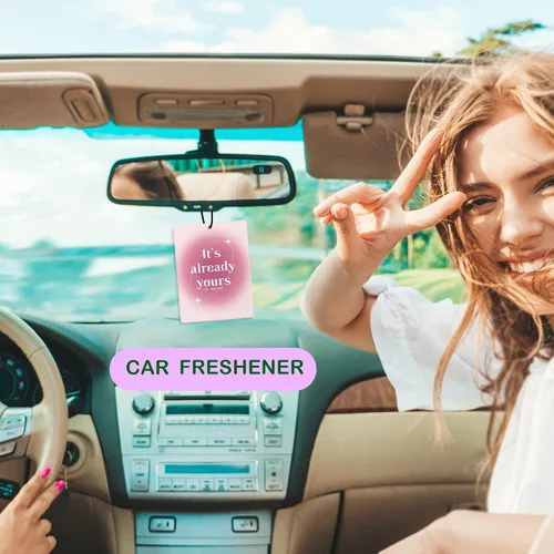 Miniatura 3 de Ambientador de Coche Lindo Aura Rosa, Ambientador de Coche Inspirador de Afirmaciones Diarias Funky Y2K Colgante de 3 Piezas para Autos, Cajones